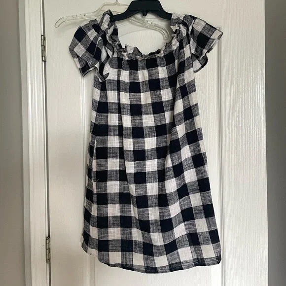black and white checkered off the shoulder dress Black and White Gingham Print Dress - OTS Dress - Maxi Dress